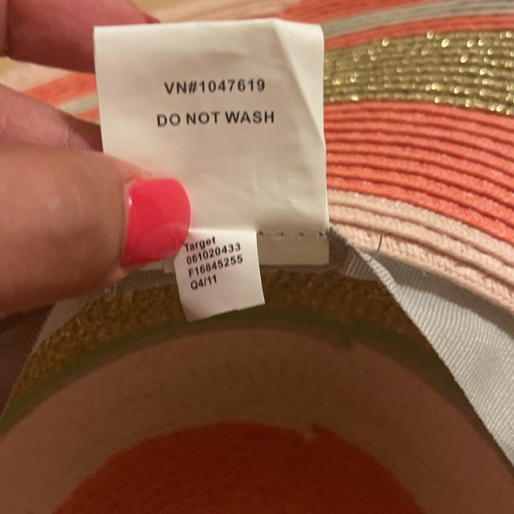 Vintage colorful gold,pink,peach and green Sun Hat - Picture 5 of 10